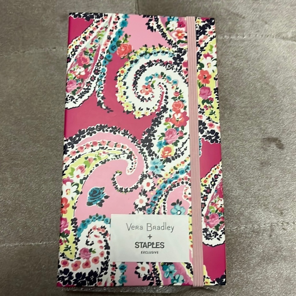 Vera Bradley, wildflower paisley, fuchsia market organizer, new, notebook inside